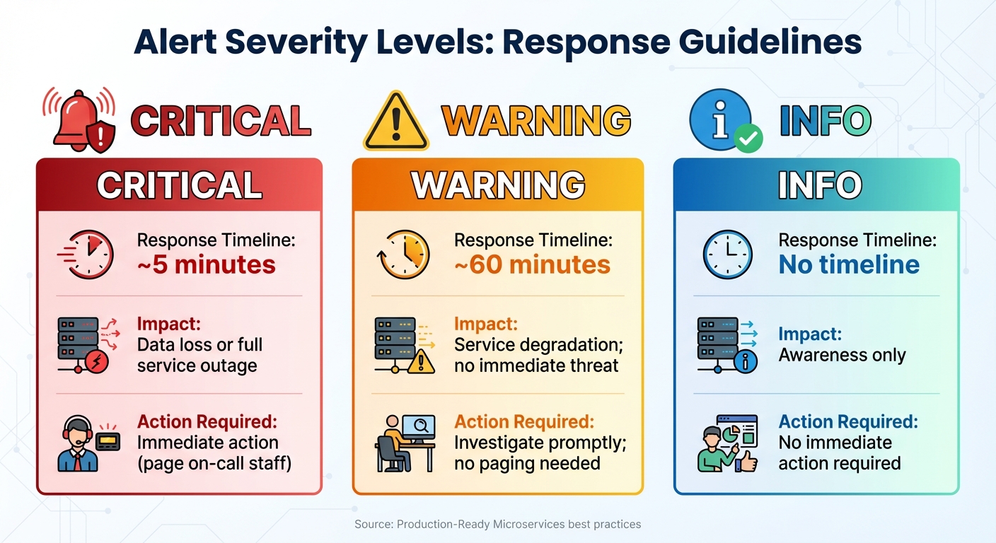 Alert Severity Levels and Response Guidelines for Microservices Monitoring